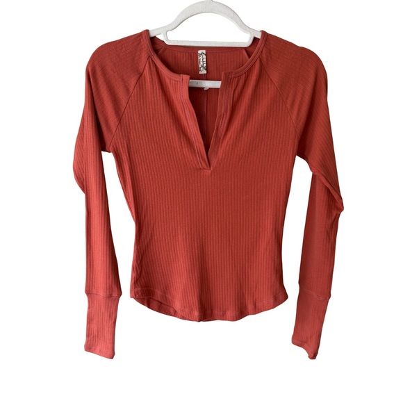 Free People Tops - Free People Billie Layering Rust Long Sleeve Top Size S Essential Boho Casual